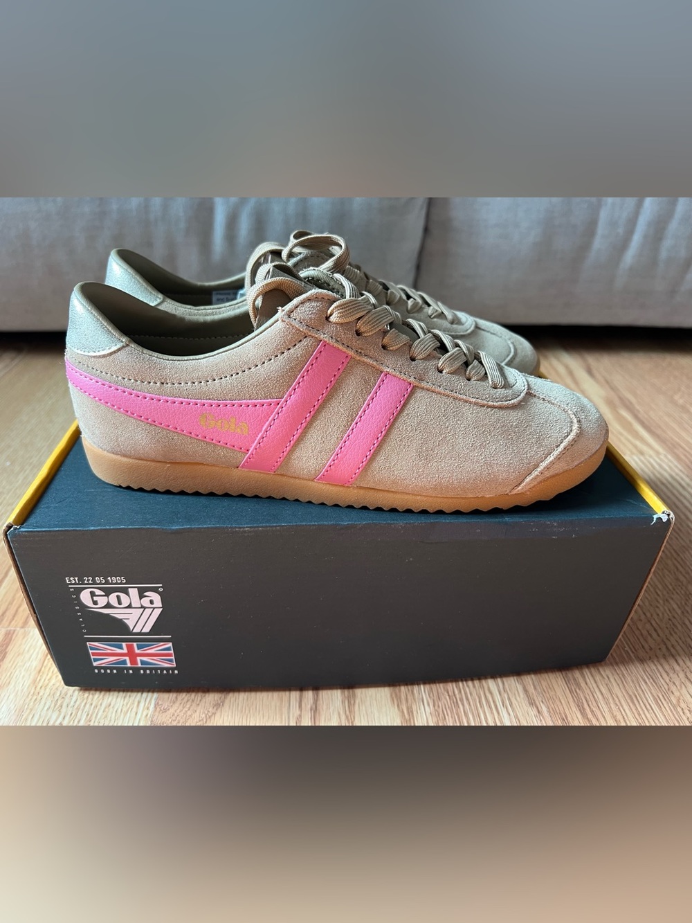 Gola X Anthropologie Exclusive Bullet Pure Sneakers in Light Caramel/Pink/Gold